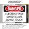 Signmission Electric Fence Do Not Climb Do Not Touch Danger Sign, Vinyl Decal, 10in W x 7in L, 2PK OS-2PACK-DS-D-710-L-2111 - alternate 2